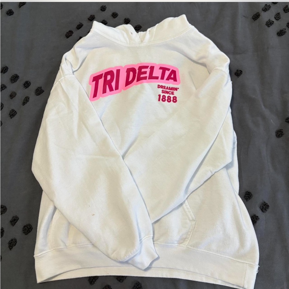 Tri Delta vintage pink and white sweatshirt